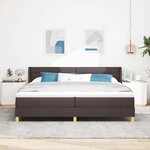 vidaXL Lit à ressorts avec matelas Marron foncé 200 x 200 cm Polyester