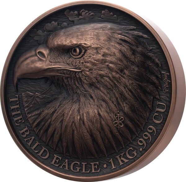BALD EAGLE Cuivre 1 Kg Kilo Copper monnaie 1500 Francs Benin 2022