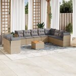 vidaXL Salon de jardin 11 Pièces avec coussins beige résine tressée