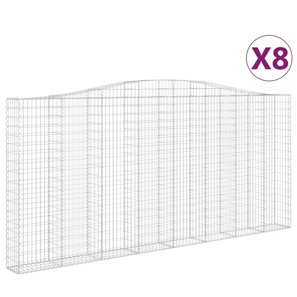 vidaXL Paniers à gabions arqués 8 Pièces 400x30x180/200 cm Fer galvanisé