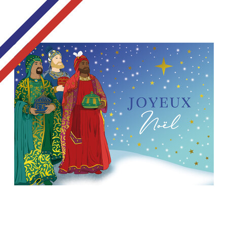 Carte double joyeux noël les rois mages