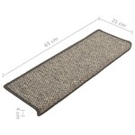 vidaXL Tapis d'escalier autocollants 15 Pièces 65x21x4 cm Gris et beige