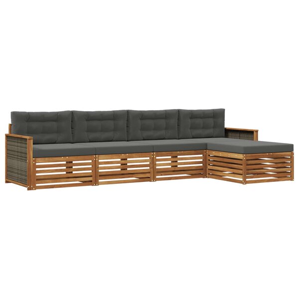vidaXL Ensemble de canapés d'extérieur 5 pc Naturel et Anthracite