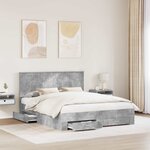 vidaXL Cadre de lit Gris béton 160 x 200 cm Bois d'ingénierie