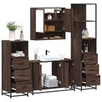 vidaXL Ensemble de meubles de salle de bain 4 Pièces chêne marron