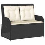 vidaXL Banc de jardin avec coussin Noir Poly rotin