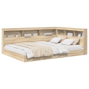 vidaXL Lit Bibliothèque Chêne sonoma 140 x 200 cm Bois d'ingénierie