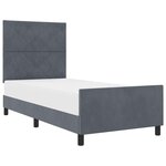 vidaXL Lit à ressorts avec tête de lit Gris foncé 90 x 190 cm Velours