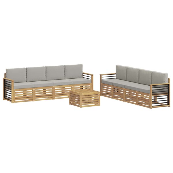 vidaXL Ensemble de canapés d'extérieur 9 pc Blanc et gris clair