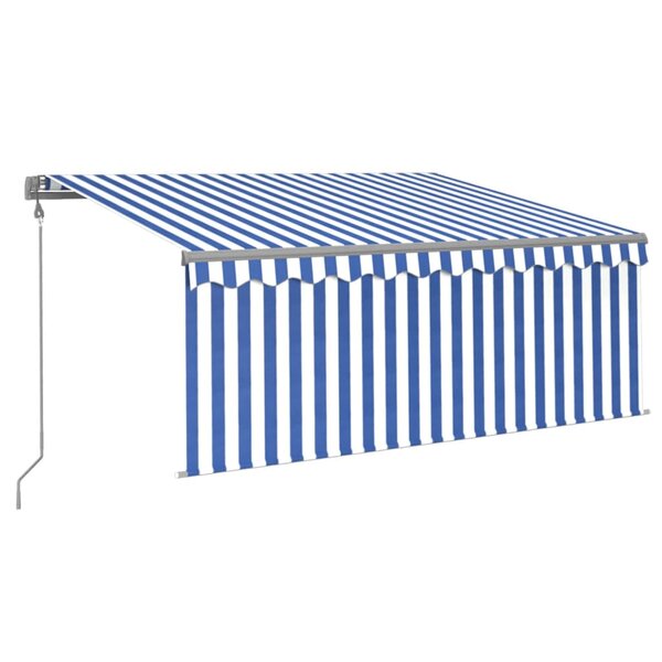 vidaXL Auvent rétractable automatique avec store 3 5x2 5 m Bleu blanc