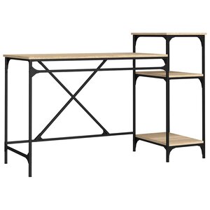 vidaXL Bureau et étagères chêne sonoma 135x50x90cm bois ingénierie/fer