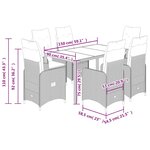 vidaXL Ensemble de bistro de jardin 7 Pièces coussins gris poly rotin