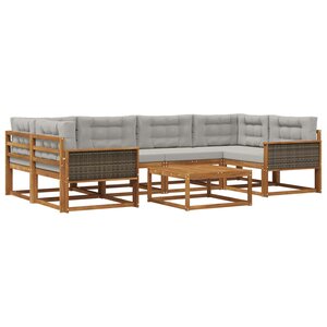 vidaXL Ensemble de canapés d'extérieur 7 Pièces Naturel et Gris clair