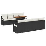 vidaXL Ensemble de canapé de jardin avec coussin 9 Pièces Noir et Crème
