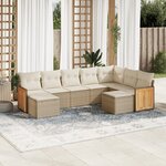 vidaXL Salon de jardin avec coussins 9 Pièces beige résine tressée