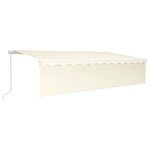 vidaXL Auvent manuel rétractable avec store et LED 6x3 m Crème