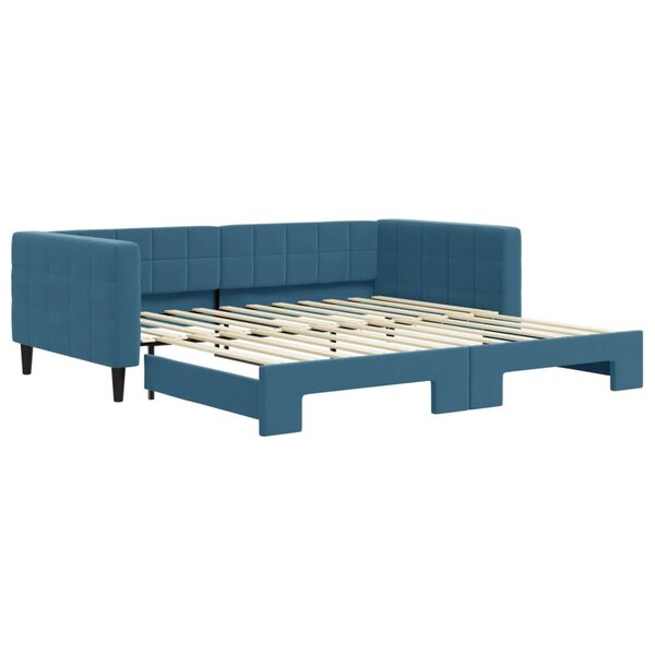 vidaXL Lit de jour avec gigogne sans matelas bleu 100x200 cm