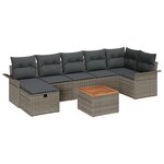 vidaXL Ensemble de canapés de jardin de 8 pièces avec coussins en gris poly rattan