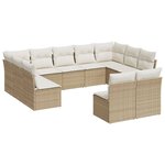 vidaXL Salon de jardin 11 Pièces avec coussins beige résine tressée