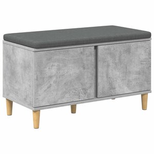 vidaXL Banc d'entrée avec coussin Gris béton 80 x 38 x 46 cm