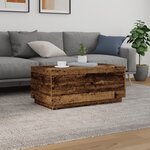 vidaXL Table basse avec lumières LED vieux bois 90x50x40 cm