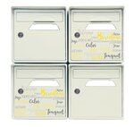Pack de 4 boîtes aux lettres murales - 2x "On the beach" - 2x "Blanc ivoire"