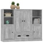 vidaXL Buffets 3 Pièces gris béton bois d'ingénierie