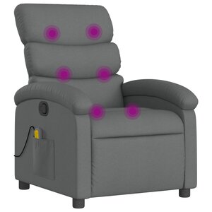 vidaXL Fauteuil inclinable de massage gris foncé tissu