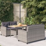 vidaXL Ensemble à dîner de jardin 3Pièces et coussins gris Résine tressée
