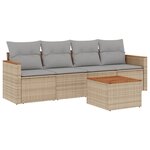 vidaXL Salon de jardin avec coussins 5 Pièces beige résine tressée