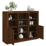 vidaXL Buffets avec lumières LED 3 Pièces chêne brun bois d'ingénierie