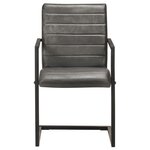 vidaXL Chaises à manger cantilever lot de 4 gris cuir véritable