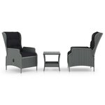 vidaXL Salon de jardin 3 Pièces avec coussins Résine tressée Gris clair