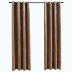 vidaXL Rideaux occultants avec anneaux 2 Pièces Velours Beige 140x175 cm