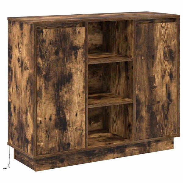 vidaXL Buffet avec porte Chêne fumé 90 x 32 x 75 cm Bois d'ingénierie