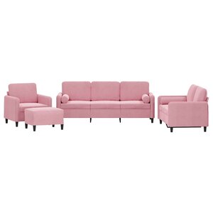 vidaXL Ensemble de canapés 4 Pièces avec coussins rose velours