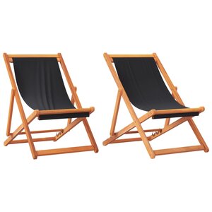 vidaXL Chaises de plage pliables lot de 2 noir tissu