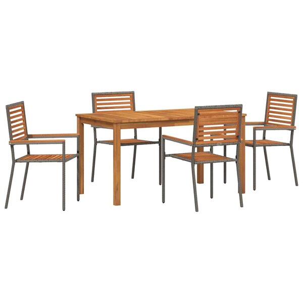 vidaXL Ensemble de salle à manger pour jardin 5 Pièces Gris Poly rotin
