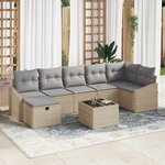 vidaXL Ensemble de canapé de jardin 8 Pièces Beige Poly rotin