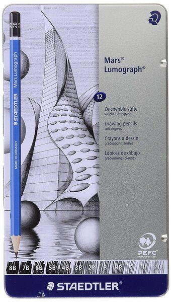 Boîte Métal 12 Crayons Mars Lumograph 100 - Graphite Assortis STAEDTLER