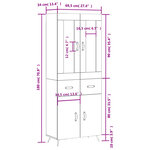 vidaXL Buffet haut Sonoma gris 69 5x34x180 cm Bois d'ingénierie