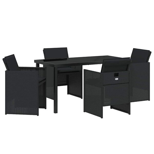 vidaXL Ensemble de salle à manger pour jardin 5 Pièces Noir polyrotin