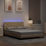 vidaXL Cadre de lit avec LED sans matelas crème 120x200 cm tissu