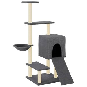 vidaXL Arbre à chat avec griffoirs en sisal gris foncé 130 5 cm