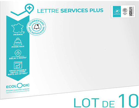 Prêt-à-Poster - Lettre Services Plus - 100g - Format C4 - Enveloppes en lot de 10