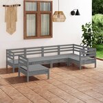 vidaXL Salon de jardin 6 Pièces Bois de pin massif Gris