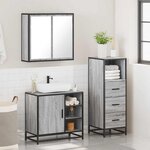 vidaXL Ensemble de meubles de salle de bain 3 Pièces Sonoma gris
