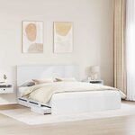 vidaXL Cadre de lit avec tiroir Blanc 200 x 200 cm Bois Ingénierie