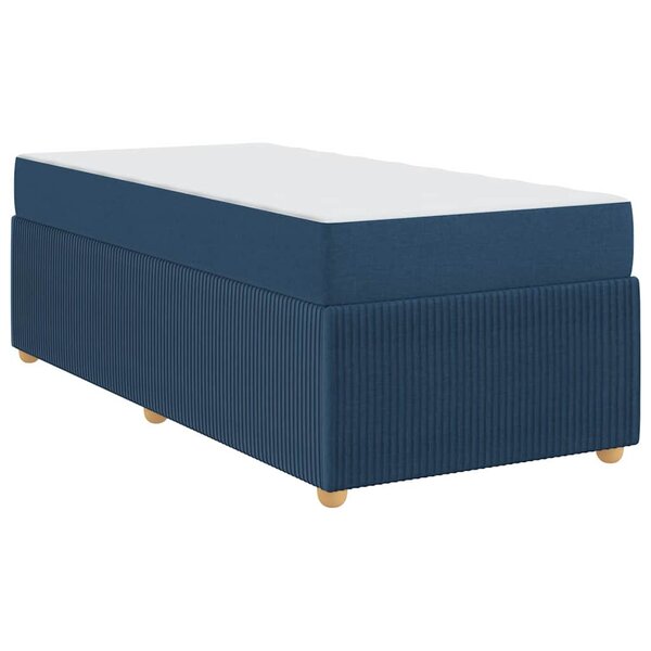 vidaXL Cadre de lit avec matelas avec matelas Bleu 90 x 200 cm tissu