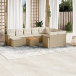 vidaXL Salon de jardin 11 Pièces avec coussins beige résine tressée